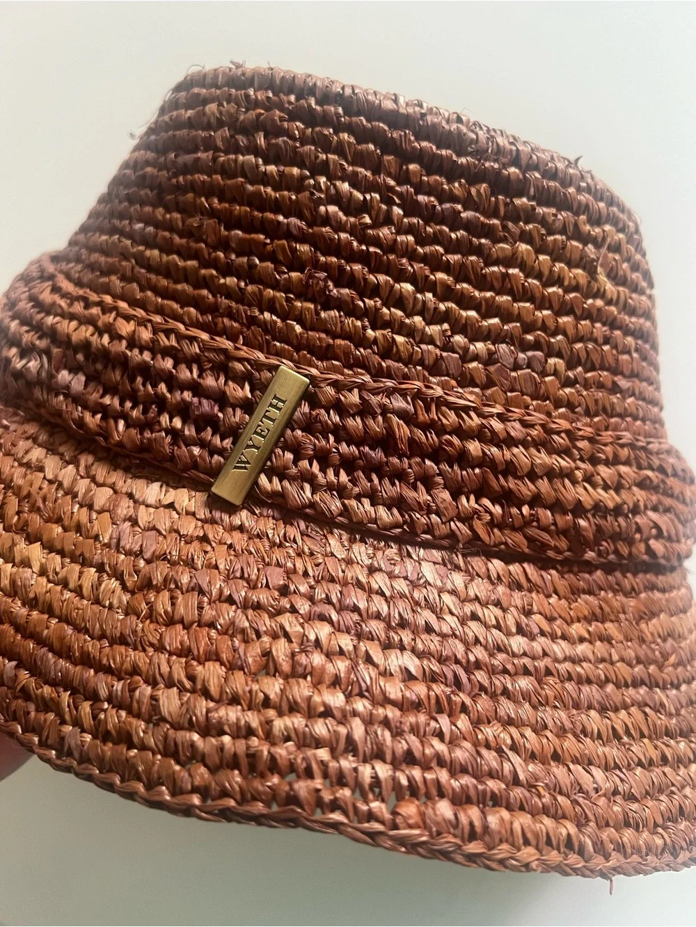{Wyeth} Brand New Brown Raffia Straw Bucket Hat